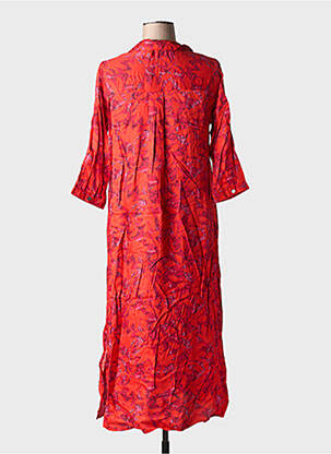 Robe longue imprimé fantaisie manches 3/4 rouge DIPLODOCUS femme