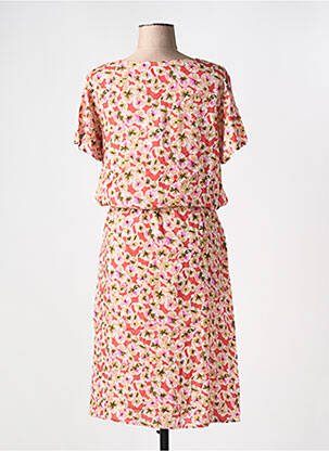 Robe mi-longue imprimé fleurs manches courtes rose DIPLODOCUS femme