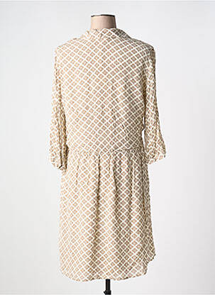 Robe mi-longue coupe fluide manches 3/4 beige YAYA femme