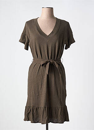 Robe courte manches courtes manches courtes marron YAYA femme