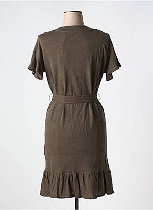 Robe courte manches courtes manches courtes marron YAYA femme
