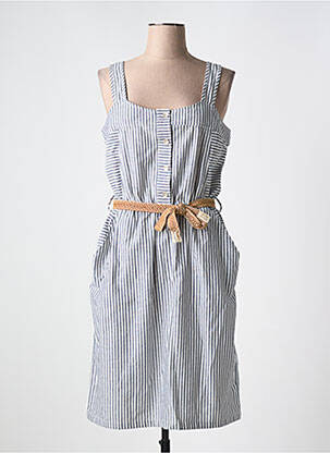 Robe mi-longue imprimé fantaisie fines bretelles bleu LOLA ESPELETA femme