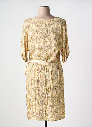 Robe mi-longue coupe fluide manches 3/4 beige YAYA femme