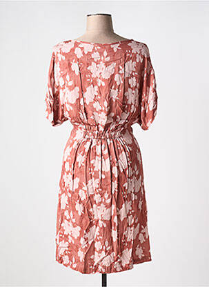 Robe mi-longue coupe fluide manches courtes rose YAYA femme