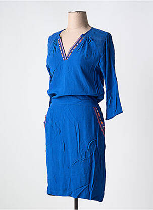 Robe mi-longue manches 3/4 manches 3/4 bleu CKS femme