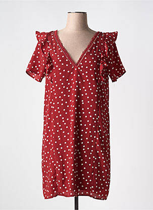 Robe courte manches courtes manches courtes marron CHERRY PARIS femme