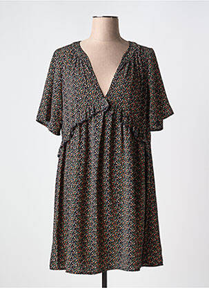 Robe courte manches courtes manches courtes vert CHERRY PARIS femme