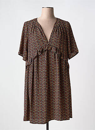 Robe courte manches courtes manches courtes marron CHERRY PARIS femme