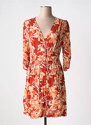 Robe courte coupe fluide manches 3/4 orange GRACE & MILA femme