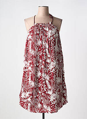 Robe mi-longue coupe évasée fines bretelles rouge FREEMAN T.PORTER femme