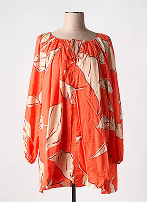 Robe courte coupe évasée manches longues orange GRACE & MILA femme
