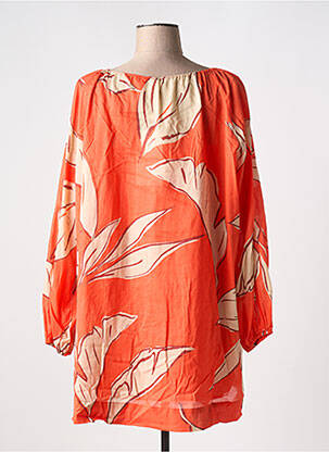 Robe courte coupe évasée manches longues orange GRACE & MILA femme