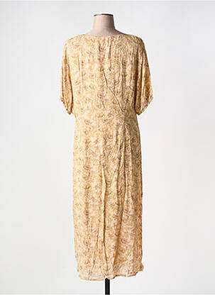 Robe longue imprimé fantaisie manches courtes beige YAYA femme
