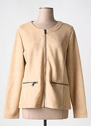 Veste casual col rond beige FRANSA femme