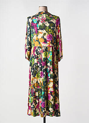 Robe longue tissage popeline manches longues violet REVER MILE femme