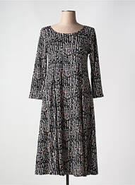 Robe mi-longue imprimé fantaisie manches longues noir OLIVER JUNG femme