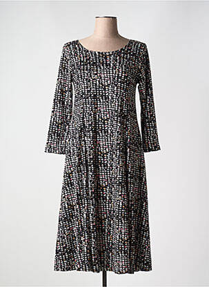 Robe mi-longue imprimé fantaisie manches longues noir OLIVER JUNG femme