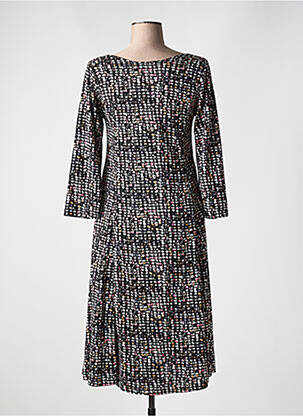 Robe mi-longue imprimé fantaisie manches longues noir OLIVER JUNG femme