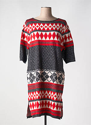 Robe pull stretch manches courtes rouge ZEPELINE femme