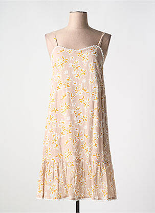 Robe mi-longue imprimé fleurs fines bretelles beige AGATHE & LOUISE femme