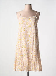 Robe mi-longue imprimé fleurs fines bretelles beige AGATHE & LOUISE femme