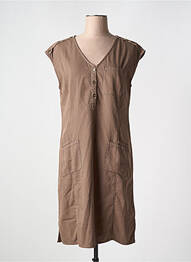 Robe mi-longue manches courtes manches courtes marron AGATHE & LOUISE femme