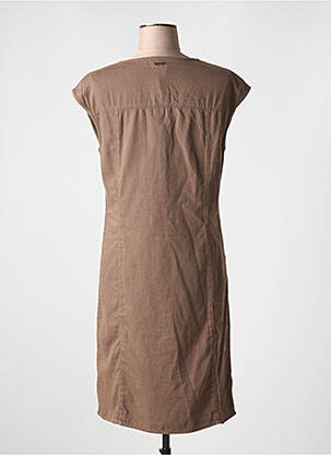 Robe mi-longue manches courtes manches courtes marron AGATHE & LOUISE femme