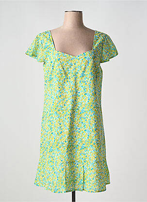 Robe courte manches courtes manches courtes vert AGATHE & LOUISE femme