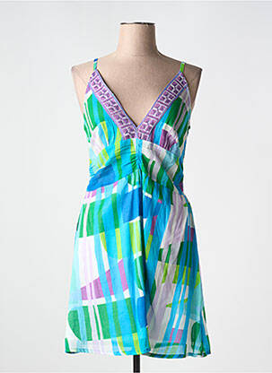 Robe courte coupe cintrée fines bretelles bleu L'ATELIER D'ANNA femme