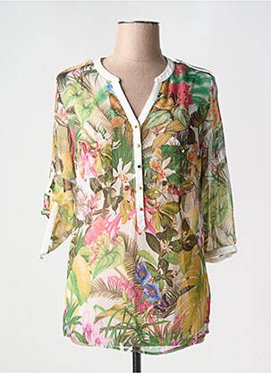 Tunique manches longues tissage crêpe vert TINTA STYLE femme