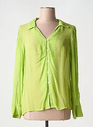 Chemisier tissage crêpe manches longues vert AGATHE & LOUISE femme
