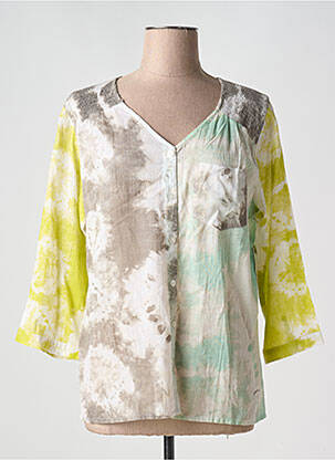 Blouse poignets boutonnés avec fente manches 3/4 gris AGATHE & LOUISE femme