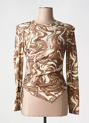 Top stretch manches longues marron BISOU'S PROJECT femme