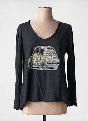 T-shirt manches longues manches longues noir MADE IN ITALY femme