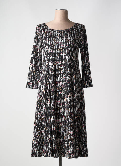 Robe mi-longue imprimé fantaisie manches longues noir OLIVER JUNG femme