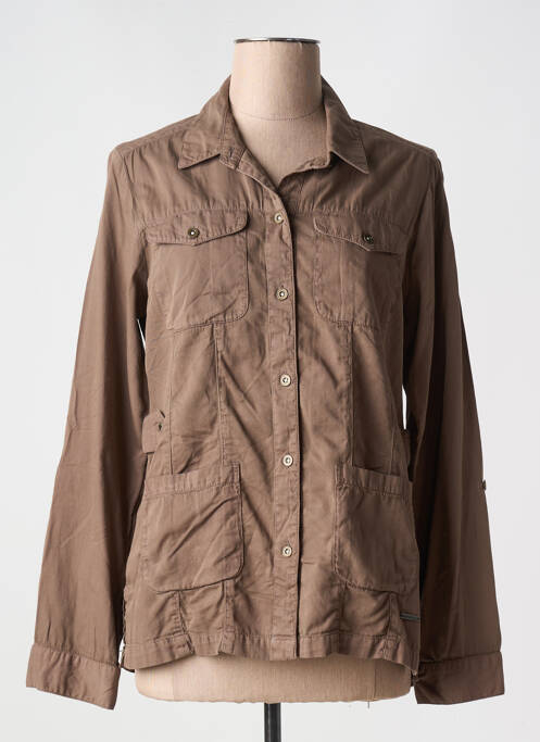 Veste casual col chemisier marron AGATHE & LOUISE femme