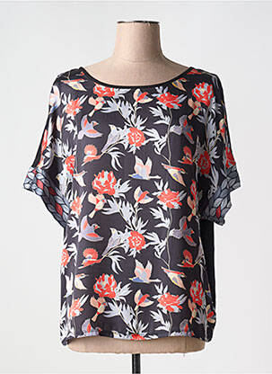 Blouse imprimé fleurs manches courtes noir CAPUCCINO femme