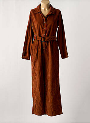 Combi-pantalon fermeture boutonnée sur le devant manches longues marron AGATHE & LOUISE femme