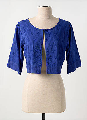 Gilet manches courtes fermeture boutonnée sur le devant bleu AGATHE & LOUISE femme