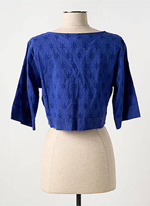 Gilet manches courtes fermeture boutonnée sur le devant bleu AGATHE & LOUISE femme