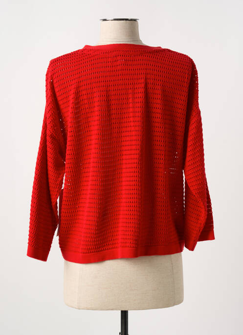Gilet manches longues maille ajourée rouge AGATHE & LOUISE femme