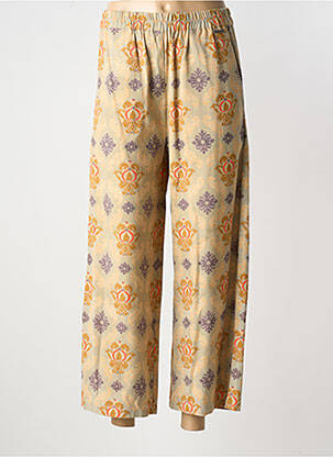 Pantalon large tissage popeline taille normale beige AGATHE & LOUISE femme