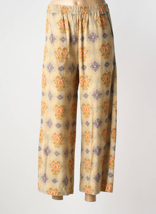 Pantalon large tissage popeline taille normale beige AGATHE & LOUISE femme