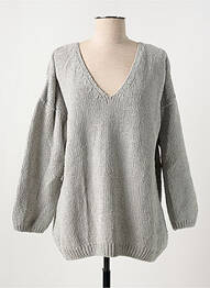 Pull stretch manches longues gris POLES femme