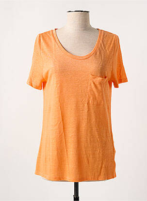 T-shirt col v manches courtes orange ALLUDE femme