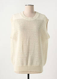 Pull maille ajourée sans manche beige CLOSED femme