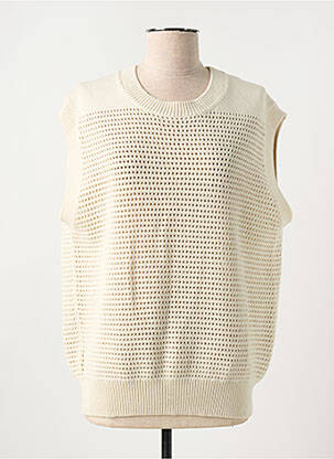 Pull maille ajourée sans manche beige CLOSED femme