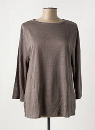 Pull tissage chiné manches 3/4 marron ALLUDE femme