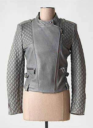 Veste en cuir coupe cintrée gris BARBARA BUI femme