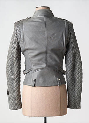 Veste en cuir coupe cintrée gris BARBARA BUI femme